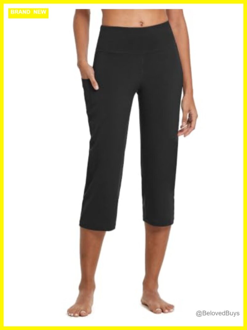 Baleaf Women's Capri Pants with Pockets High Waist Cropped Active Yoga Capris